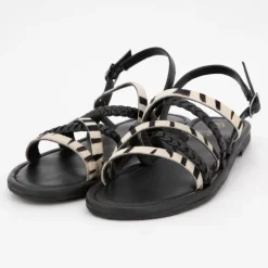 Sandales black tressées Ormia à motif zèbre Femme DEELUXE 74