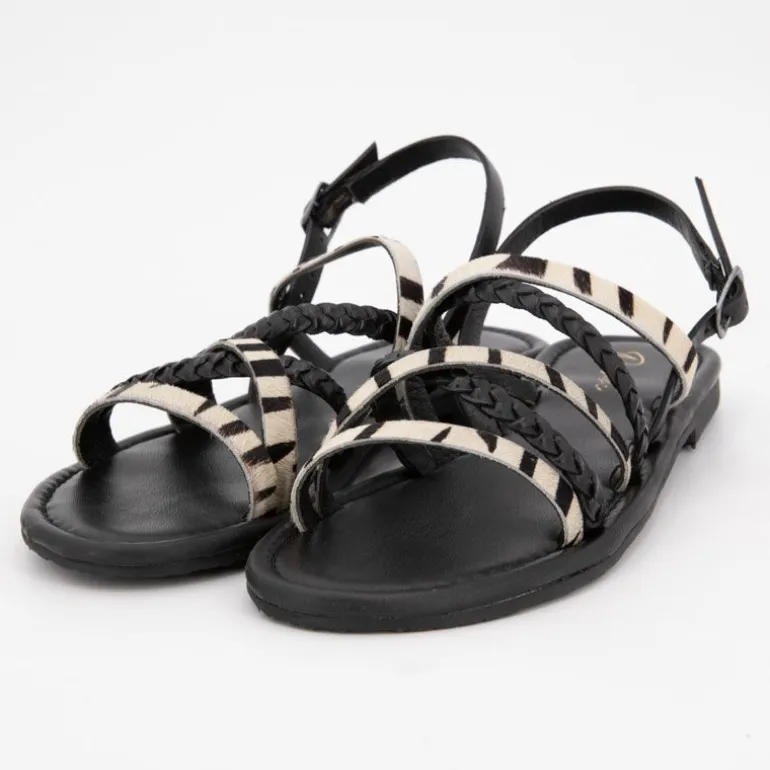 Sandales black tressées Ormia à motif zèbre Femme DEELUXE 74