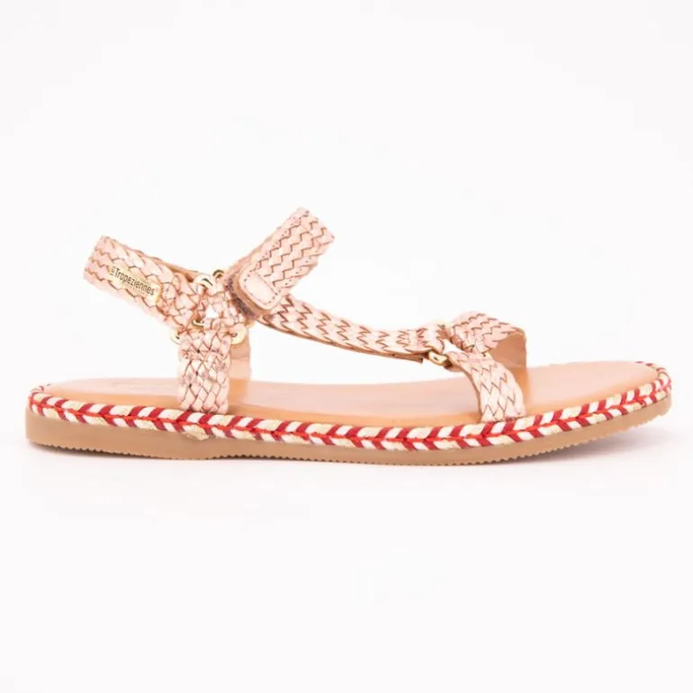 Sandales blister cuir tissé or rose Fille LES TROPEZIENNES PAR M.BELARBI