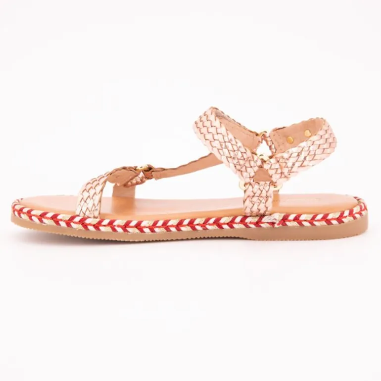 Sandales blister cuir tissé or rose Fille LES TROPEZIENNES PAR M.BELARBI