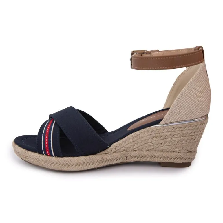 Sandales compensées beige et bleu nuit Femme TOM TAILOR