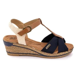 Sandales compensées beige et bleu Femme ROMIKA