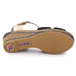 Sandales compensées beige et bleu Femme ROMIKA