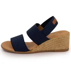 Sandales compensées bleu marine semelle tressée Femme PINAZ