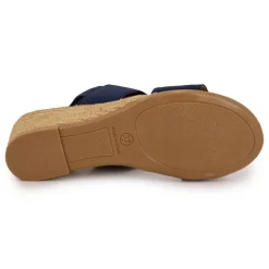 Sandales compensées bleu marine semelle tressée Femme PINAZ