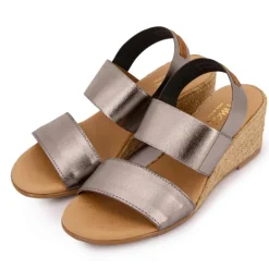 Sandales compensées brillantes semelle corde Femme PINAZ