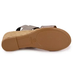 Sandales compensées brillantes semelle corde Femme PINAZ