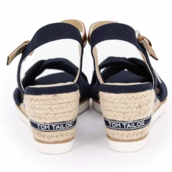Sandales compensées couleur Navy semelle en corde Femme TOM TAILOR