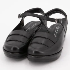 Sandales compensées cuir noir avec boucle Femme XAVIER DANAUD