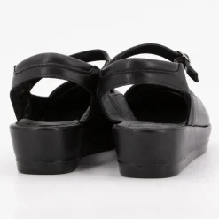 Sandales compensées cuir noir avec boucle Femme XAVIER DANAUD