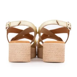 Sandales compensées gold imprimé croco Femme BIOSTOCK