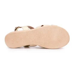 Sandales compensées gold imprimé croco Femme BIOSTOCK