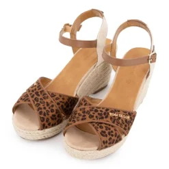 Sandales compensées imprimé léopard avec boucle doré Femme TOM TAILOR