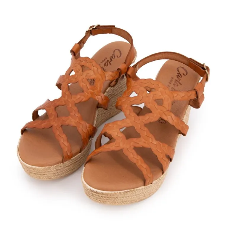 Sandales compensées lanières tressées avec boucle doré Femme CARLA TORTOSA