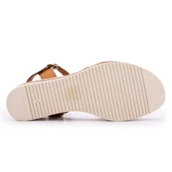 Sandales compensées marron à motif Femme BIOSTOCK