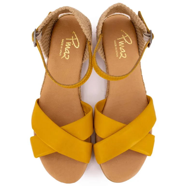 Sandales croisées jaune avec boucle Femme PINAZ