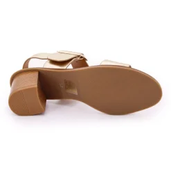 Sandales doré en cuir boucle cheville talon 7cm Femme PIERRE CARDIN