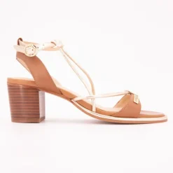 Sandales Lilon tan gold à talons 6cm Femme LES TROPEZIENNES PAR M.BELARBI