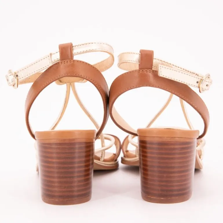Sandales Lilon tan gold à talons 6cm Femme LES TROPEZIENNES PAR M.BELARBI