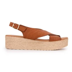 Sandales marron croisées tressées cuir Femme CARLA TORTOSA