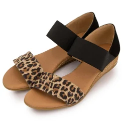 Sandales motif leopard semi compensée Femme PINAZ