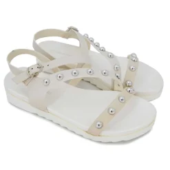 Sandales plates à brides cloutées semelle crantée Femme MARIAMARE