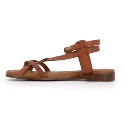 Sandales plates cuir platino à boucles Femme CARLA TORTOSA