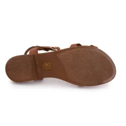 Sandales plates cuir platino à boucles Femme CARLA TORTOSA