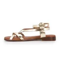 Sandales plates cuir platino à boucles Femme CARLA TORTOSA