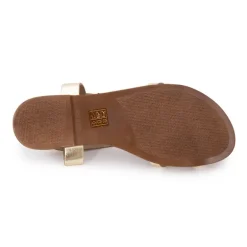 Sandales plates cuir platino à boucles Femme CARLA TORTOSA