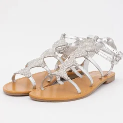 Sandales spartiates avec strass ohlala argenté Femme LES TROPEZIENNES PAR M.BELARBI