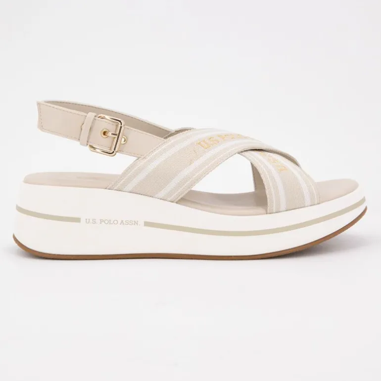 Sandales tissu à rayures semelle épaisse Femme US POLO