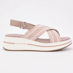 Sandales tissu à rayures semelle épaisse Femme US POLO