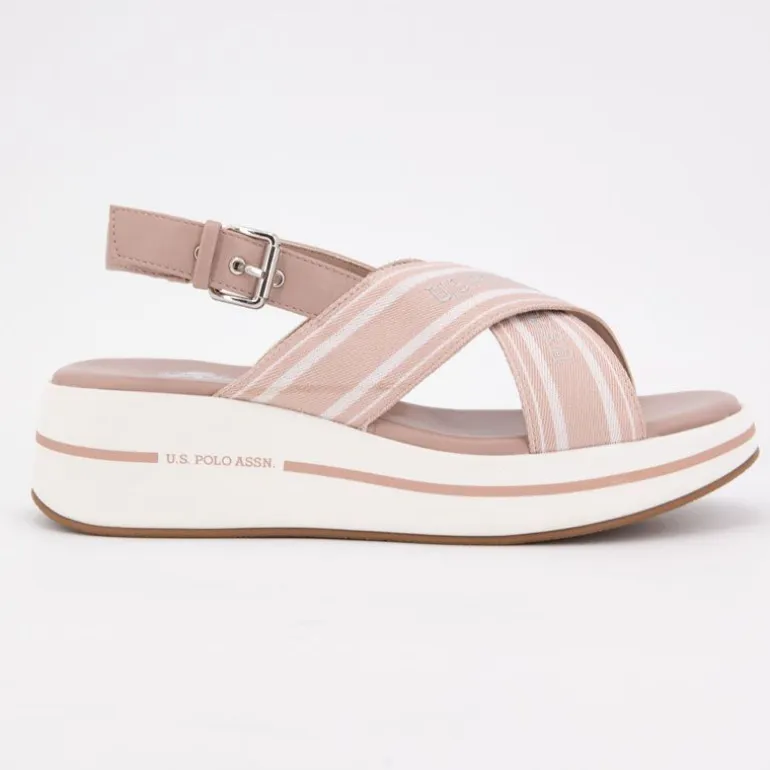 Sandales tissu à rayures semelle épaisse Femme US POLO