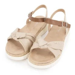 Sandales tissu nouées à boucle doré Femme TOM TAILOR