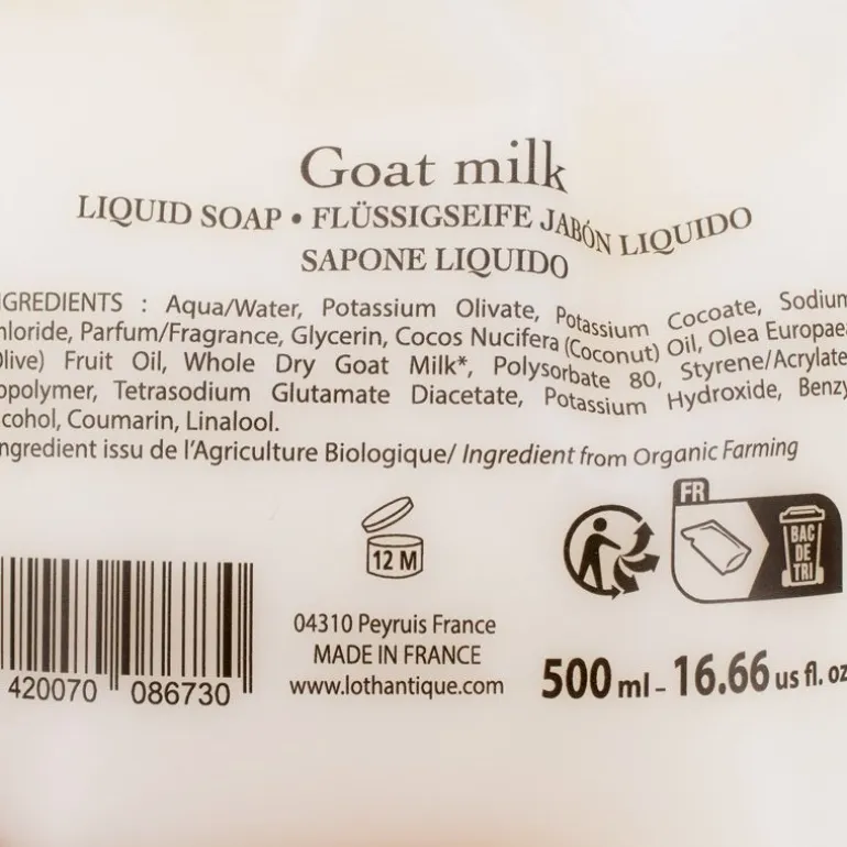 Savon liquide 500ml eco-recharge lait chevre Mixte LOTHANTIQUE