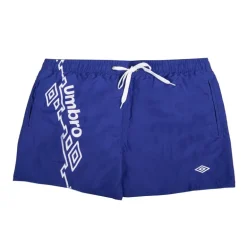 Short de bain bleu motifs graphiques et cordon blancs Homme UMBRO