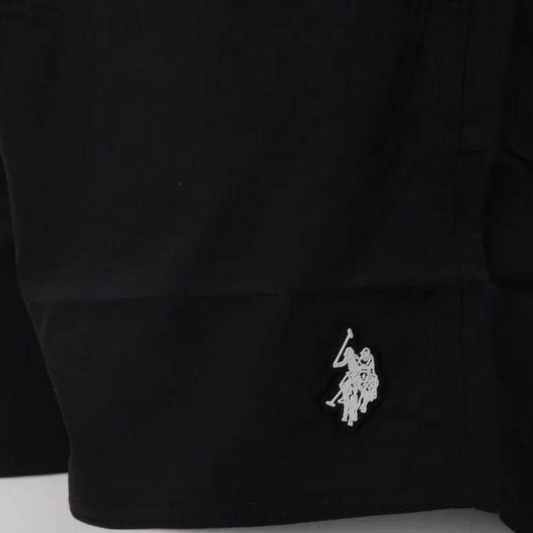 Short de bain uni noir logo brodé Homme US POLO