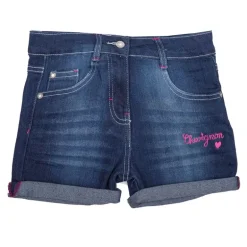 Short en jean avec inscription en rose Enfant CHEVIGNON