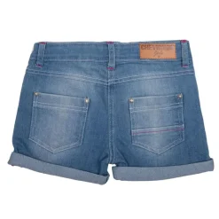 Short en jean avec inscription en rose Enfant CHEVIGNON
