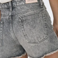 Short en jean court gris délavé taille haute Femme ONLY