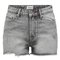 Short en jean court gris délavé taille haute Femme ONLY