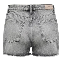 Short en jean court gris délavé taille haute Femme ONLY