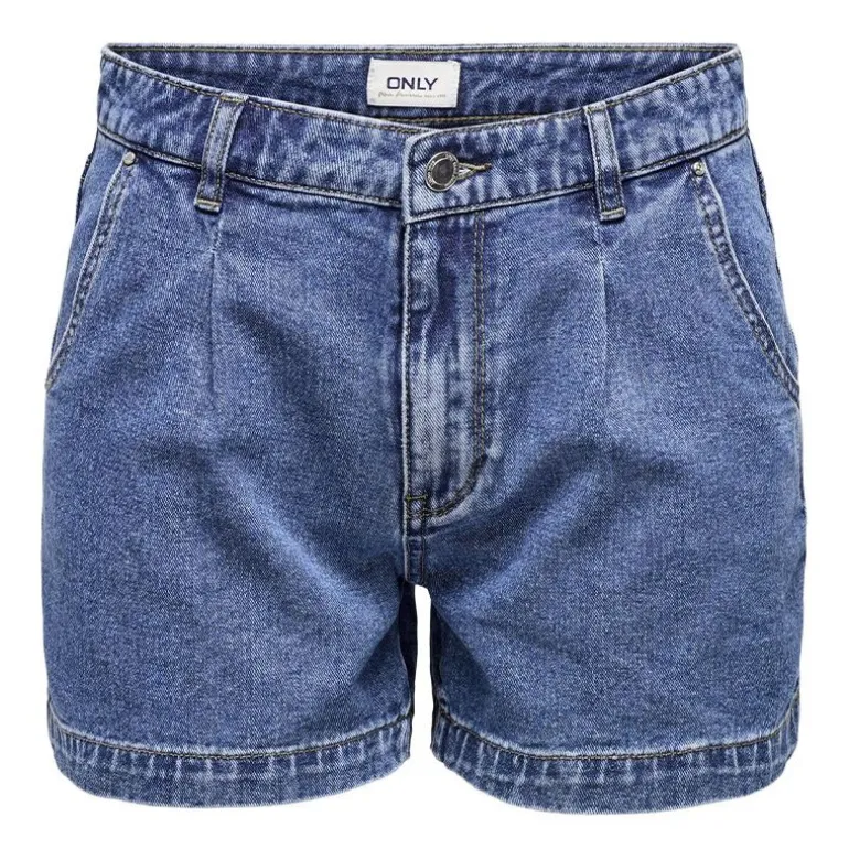 Short en jean mom fit taille haute avec poches Femme ONLY