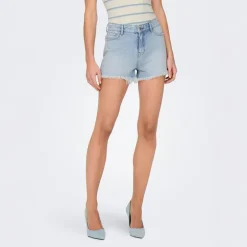 Short en jeans bleu clair avec strass Femme ONLY