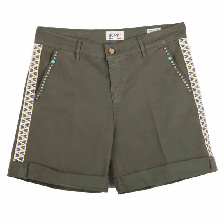 Short honeystud galons habillé coton doux ourlets à pince Femme HAPPY