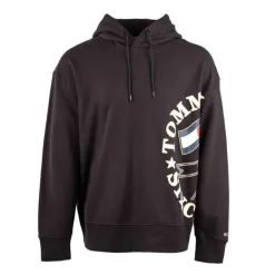 Sweat à capuche noir imprimé Homme TOMMY HILFIGER