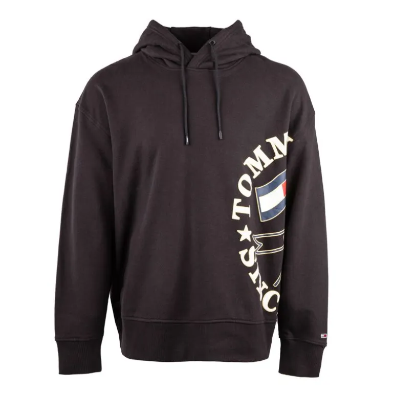Sweat à capuche noir imprimé Homme TOMMY HILFIGER