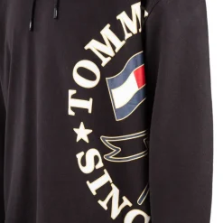 Sweat à capuche noir imprimé Homme TOMMY HILFIGER