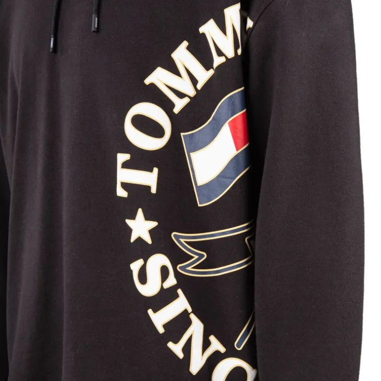 Sweat à capuche noir imprimé Homme TOMMY HILFIGER